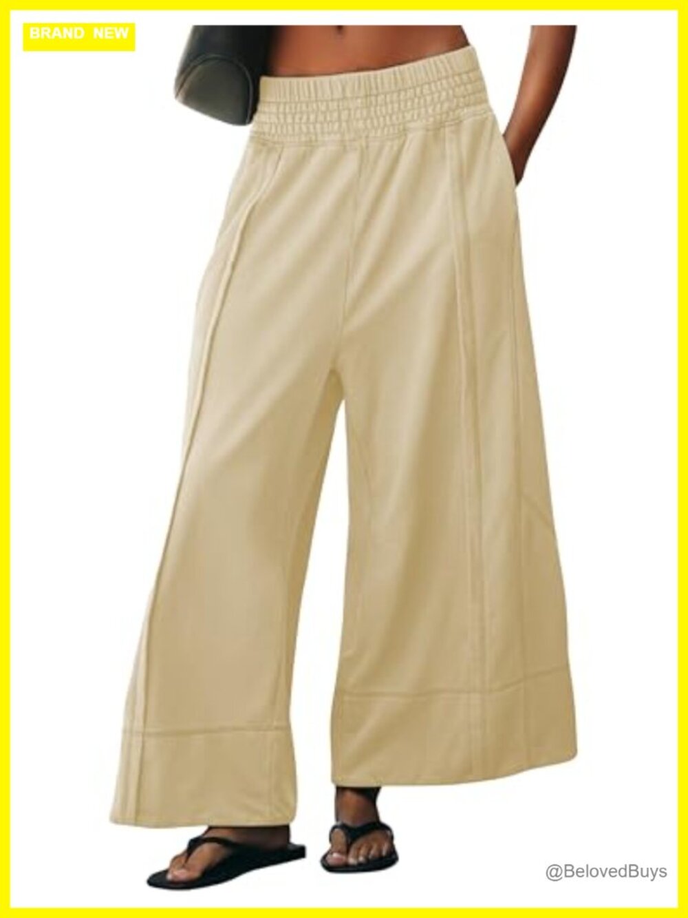 Cotton Blend Wide Leg Sweatpants Pull On Casual Palazzo Pants
